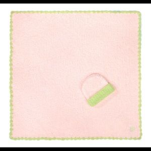 Kashwere baby blanket and hat. Never used (had a boy) -  apple green and pink.
